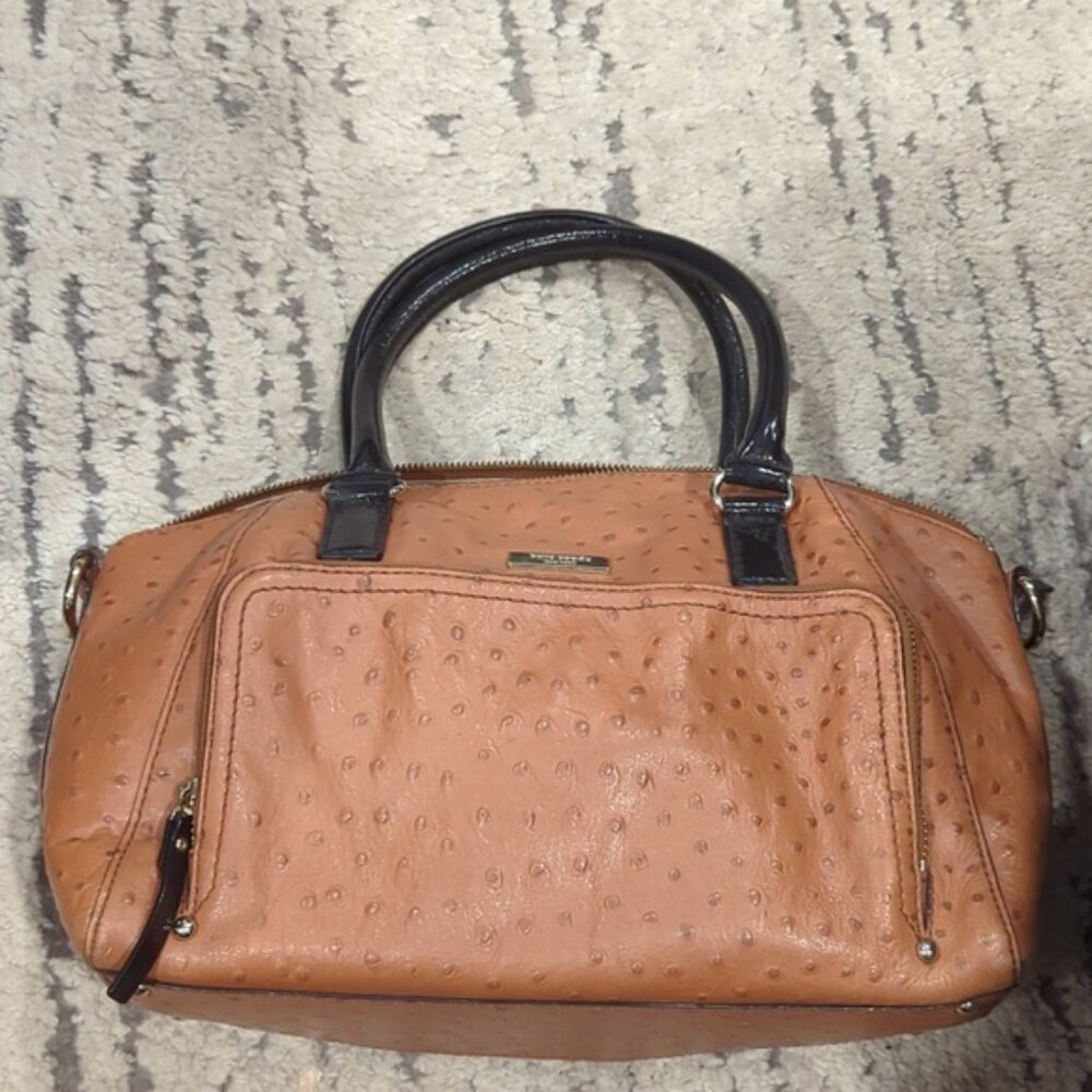 Kate Spade Combo Large Catalina purse and wallet in Cognac Ostrich leather - Picture 9 of 12